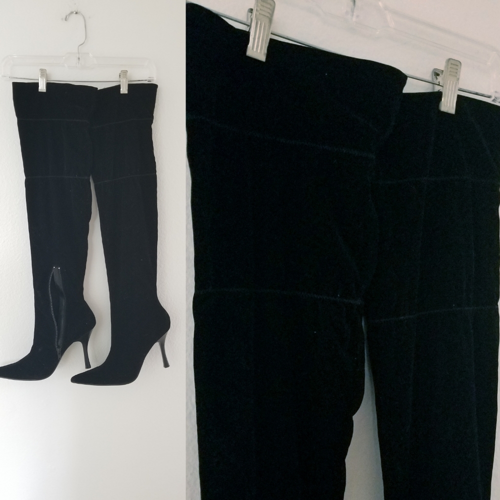 Over the knee velvet black boots size 10